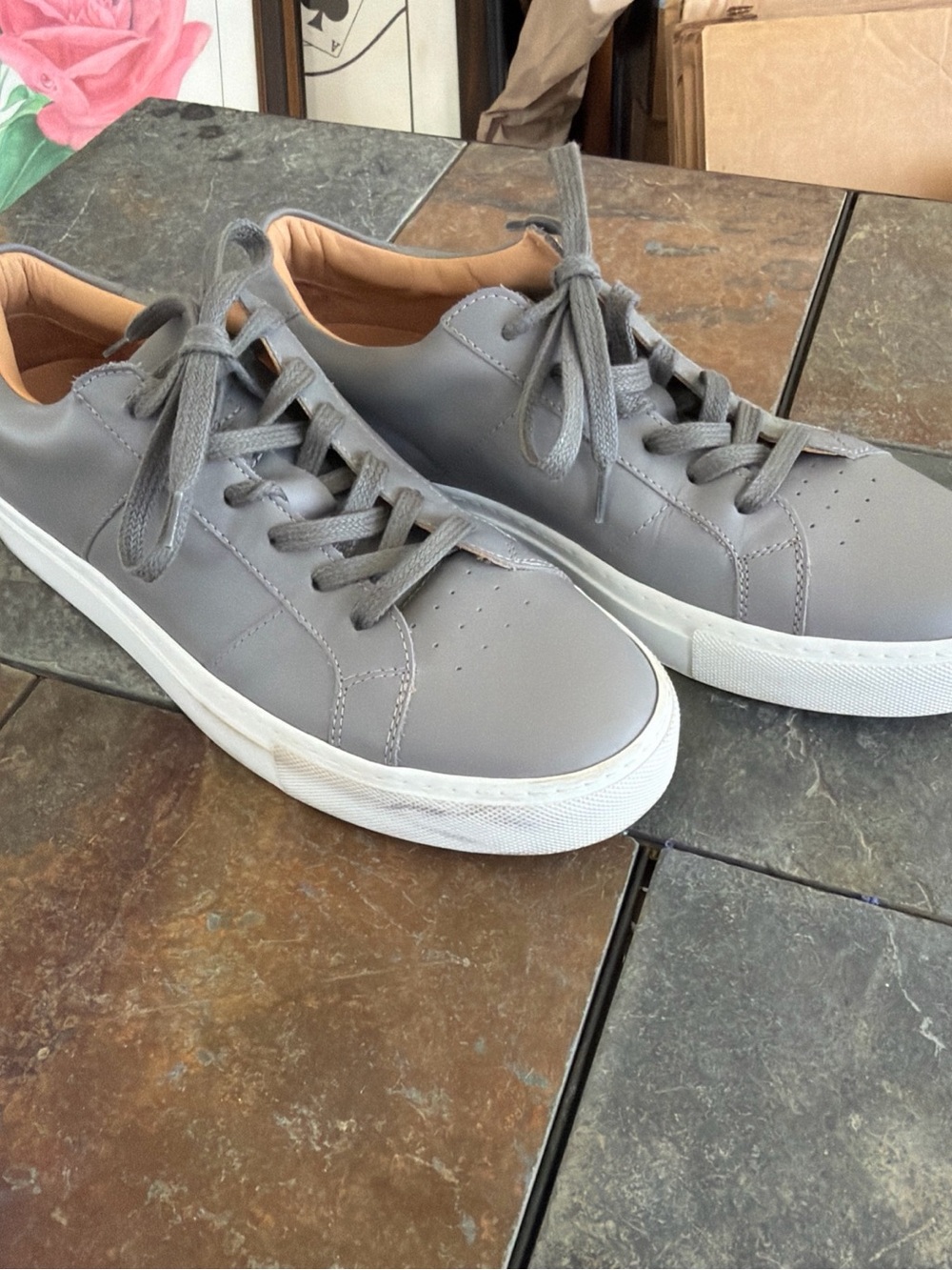 Greats Brooklyn Made in Italy Size 8 Men's Grey Leather Casual Sneakers